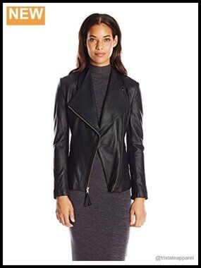 Genuine Leather Aviator Pea Coat Slim Fit Long Sleeve Jacket